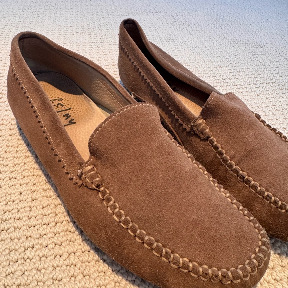 French Sole Brown Suede Loafers W9